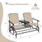 Comfortable 2-Person Double Rocking Loveseat with Glass Table and Armrests